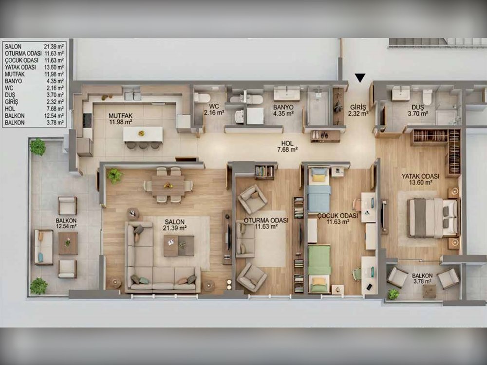 Yeşiltepe Sitesi 3+1 Kat Planı